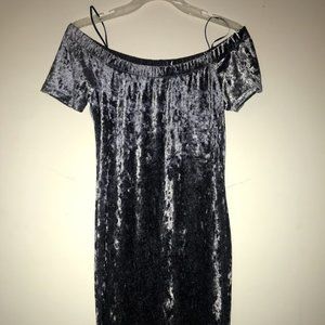Rochelle Velvet Dress - Dusty Blue